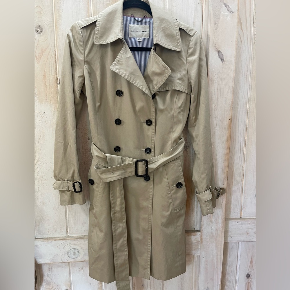 Banana Republic Trench Coat Jacket Small Khaki